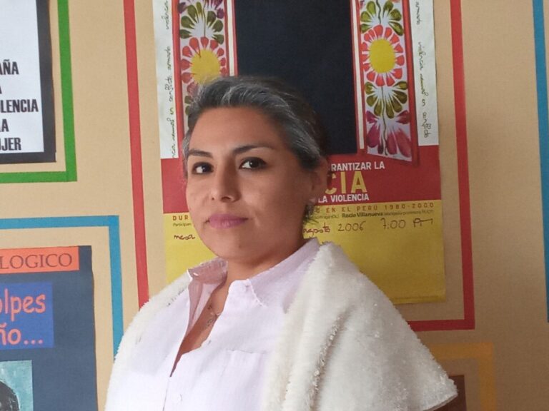 La abogada Cynthia Silva, directora del instituto feminista peruano Demus, posa para una fotografía en la sede de la organización feminista en Lima.  Enfatiza la necesidad de que la acción gubernamental contra la violencia de género incluya no solo estrategias de atención a las víctimas, sino también de prevención para erradicarla.  AMIGOS: Mariela Jara/